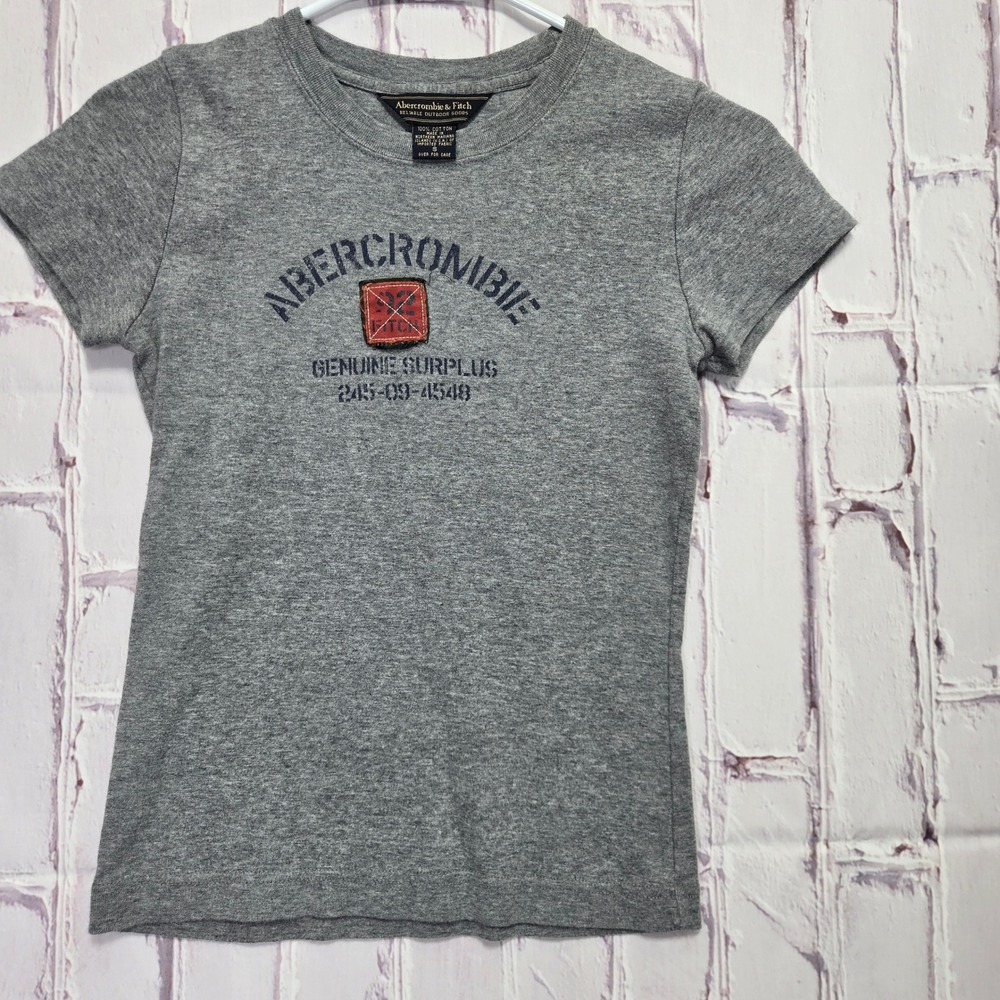 Vintage Y2K Abercrombie & Fitch T-Shirt Gray Graphic Genuine Surplus Womens S
